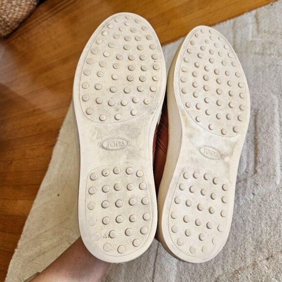 TOD'S Genuine Leather Low top Sneakers Men's 8 Tan Brown Old Money Quiet Luxury - Picture 6 of 6